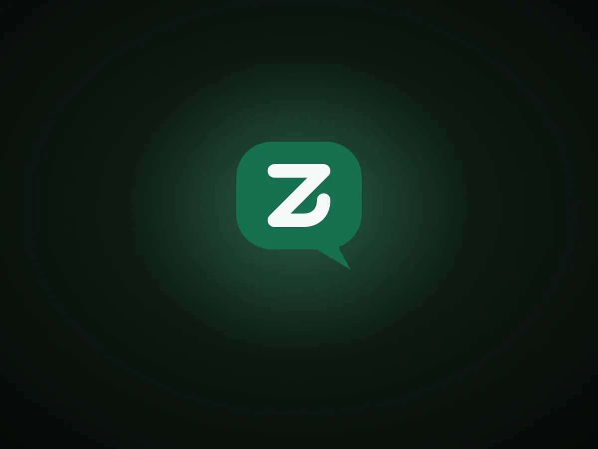 The Zolvi mark, a green chat bubble holding a Z, glowing on a dark background.